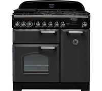 Rangemaster Classic Deluxe CDL90DFFSL/C 90cm Dual Fuel Range Cooker - Slate Grey/Chrome