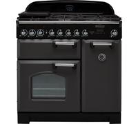 Rangemaster Classic Deluxe CDL90DFFSL/C 90cm Dual Fuel Range Cooker - Slate Grey / Chrome