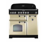 Rangemaster Classic Deluxe CDL90ECCR/C Cream / Chrome 90cm Ceramic Range Cooker A