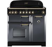 Rangemaster Classic Deluxe CDL90ECSL/B 90cm Slate & Brass Ceramic Range Cooker