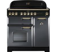 Rangemaster CDL90EISL/B Classic Deluxe Slate with Brass Trim 90cm Induction Range Cooker - Grey 124160