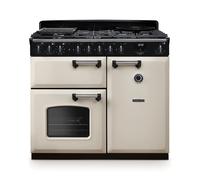 Rangemaster Classic Deluxe CLDL100DFPPCR/CM1 100cm Wide Pale Cream Dual Fuel Freestanding Range Cooker - Chrome Trim