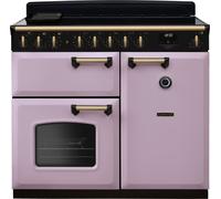 Rangemaster Classic Deluxe CLDL100EIPHTH/AB1 100cm wide Electric Range Cooker with Induction Hob - Heather / Antique Brass - A/A Rated, Purple