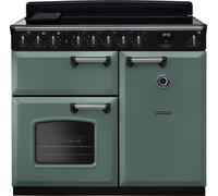 Rangemaster Classic Deluxe CLDL100EIPMGR/CM1 100cm wide Electric Range Cooker with Induction Hob - Mineral Green / Chrome - A/A Rated, Green