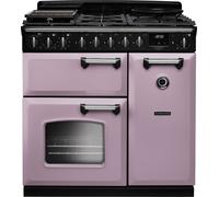 Rangemaster Classic Deluxe CLDL90DFPHTH/CM1 90cm Dual Fuel Range Cooker with Gas Hob - Heather / Chrome - A Rated, Purple