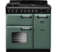 Rangemaster Classic Deluxe CLDL90DFPMGR/CM1 90cm Dual Fuel Range Cooker with Gas Hob - Mineral Green / Chrome - A Rated, Green