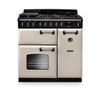 Rangemaster Classic Deluxe CLDL90DFPPCR/CM1 90cm Wide Pale Cream Dual Fuel Freestanding Range Cooker - Chrome Trim