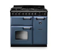 Rangemaster Classic Deluxe CLDL90DFPSTB/CM1 90cm Wide Stone Blue Dual Fuel Freestanding Range Cooker - Chrome Trim