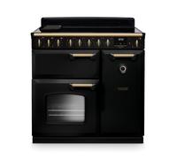 Rangemaster Classic Deluxe CLDL90EIPGBL/AB1 90cm Wide Gloss Black Induction Freestanding Range Cooker - Antique Brass Trim
