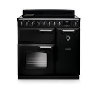 Rangemaster Classic Deluxe CLDL90EIPGBL/CM1 90cm Wide Gloss Black Induction Freestanding Range Cooker - Chrome Trim