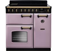 Rangemaster Classic Deluxe CLDL90EIPHTH/AB1 90cm wide Electric Range Cooker with Induction Hob - Heather / Antique Brass - A/A Rated, Purple