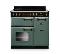 Rangemaster Classic Deluxe CLDL90EIPMGR/AB1 90cm Wide Mineral Green Induction Freestanding Range Cooker - Antique Brass Trim