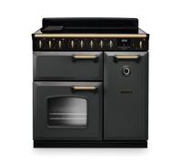 Rangemaster Classic Deluxe CLDL90EIPSLT/AB1 90cm Wide Slate Induction Freestanding Range Cooker - Antique Brass Trim
