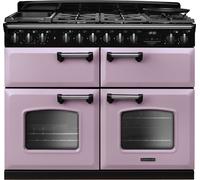 Rangemaster Classic Deluxe CLDLB110DFPHTH/CM1 110cm wide Dual Fuel Range Cooker with Gas Hob - Heather / Chrome - A Rated, Purple