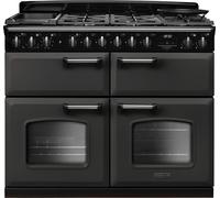 Rangemaster Classic Deluxe CLDLB110DFPSLT/CM1 110cm wide Dual Fuel Range Cooker with Gas Hob - Slate / Chrome - A Rated, Grey