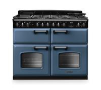 Rangemaster Classic Deluxe CLDLB110DFPSTB/CM1 110cm Wide Stone Blue Dual Fuel Freestanding Range Cooker - Chrome Trim