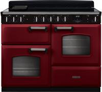 Rangemaster Classic Deluxe OC CLDLO110EIPBOR/CM1 110cm wide Electric Range Cooker with Induction Hob - Bordeaux / Chrome - A/A Rated, Red