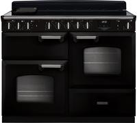 Rangemaster Classic Deluxe OC CLDLO110EIPGBL/CM1 110cm wide Electric Range Cooker with Induction Hob - Black / Chrome - A/A Rated, Black
