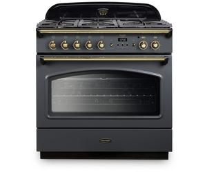Rangemaster Classic FX CLAS90FXDFFSL/B - Slate/Brass Grey Range Cooker - 90cm Dual Fuel