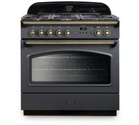 Rangemaster Classic FX CLAS90FXDFFSL/B - Slate/Brass Grey Range Cooker - 90cm Dual Fuel