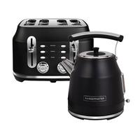 Rangemaster Classic Matt Black Kettle & 4 Slice Toaster Set