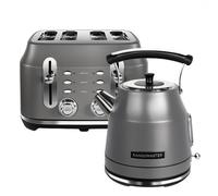 Rangemaster Classic Matt Grey Kettle & 4 Slice Toaster Set