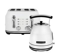 Rangemaster Classic Matt White Kettle & 4 Slice Toaster Set