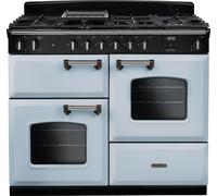 Rangemaster Classic OC CLO110DFPMSB/CM1 110cm wide Dual Fuel Range Cooker with Gas Hob - Misty Blue / Chrome Blue