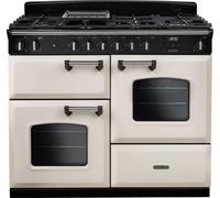 Rangemaster Classic OC CLO110DFPPCR/CM1 110cm wide Dual Fuel Range Cooker with Gas Hob - Cream / Chrome Cream