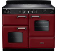 Rangemaster Classic OC CLO110EIPBOR/CM1 110cm wide Electric Range Cooker with Zone induction hob Hob - Bordeaux / Chrome - A Rated, Red