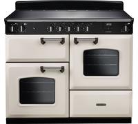 Rangemaster Classic OC CLO110EIPPCR/CM1 110cm wide Electric Range Cooker with Zone induction hob Hob - Cream / Antique Brass - A Rated, Cream