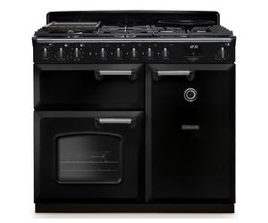 Rangemaster CLDL100DFPGBL/CM1 Classic Deluxe Gloss Black & Chrome 100cm Dual Fuel Range Cooker