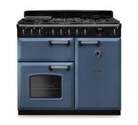 Rangemaster CLDL100DFPSTB/CM1 Classic Deluxe Stone Blue & Chrome 100cm Dual Fuel Range Cooker