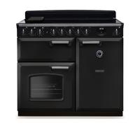 Rangemaster Classic Deluxe CLDL100EIPCBL/CM1 100cm wide Electric Range Cooker with Induction Hob - Charcoal Black / Chrome - A/A Rated, Black