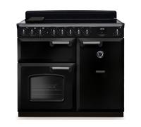 Rangemaster Classic Deluxe CLDL100EIPGBL/CM1 100cm wide Electric Range Cooker with Induction Hob - Black / Chrome - A/A Rated, Black