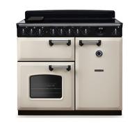 Rangemaster Classic Deluxe CLDL100EIPPCR/CM1 100cm wide Electric Range Cooker with Induction Hob - Cream / Chrome - A/A Rated, Cream