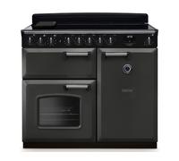 Rangemaster Classic Deluxe CLDL100EIPSLT/CM1 100cm wide Electric Range Cooker with Induction Hob - Slate / Chrome - A/A Rated, Grey