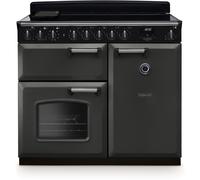 Rangemaster Classic Deluxe CLDL100EIPSLT/CM1 100cm wide Electric Range Cooker with Induction Hob - Slate / Chrome - A/A Rated, Grey