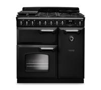 Rangemaster CLDL90DFPCBL/CM1 Classic Deluxe Charcoal Black & Chrome 90cm Dual Fuel Range Cooker
