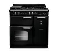 Rangemaster CLDL90DFPGBL/CM1 Classic Deluxe Gloss Black & Chrome 90cm Dual Fuel Range Cooker