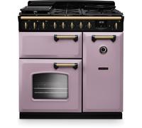 Rangemaster CLDL90DFPHTH/AB1 Classic Deluxe Heather / Antique Brass 90cm Dual Fuel Range Cooker A