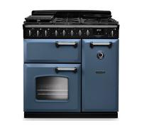 Rangemaster CLDL90DFPSTB/CM1 Classic Deluxe Stone Blue & Chrome 90cm Dual Fuel Range Cooker