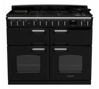 Rangemaster CLDLB110DFPGBL/CM1 Classic Deluxe Gloss Black / Chrome 110cm Dual Fuel Range Cooker A