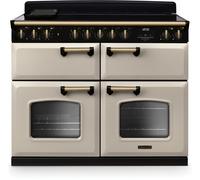 Rangemaster Classic Deluxe BC CLDLB110EIPPCR/AB1 110cm Electric Range Cooker with Induction Hob - Cream / Antique Brass - A/A Rated, Cream