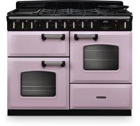 Rangemaster Classic Deluxe 110 CLDLO110DFPHTH/CM1 110cm wide Dual Fuel Range Cooker with Gas Hob - Heather / Chrome - A Rated