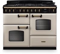 Rangemaster CLDLO110DFPPCR/AB1 Classic Deluxe Pale Cream / Antique Brass 110cm Dual Fuel Range Cooker A