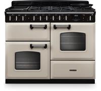 Rangemaster CLDLO110DFPPCR/CM1 Classic Deluxe Pale Cream / Chrome 110cm Dual Fuel Range Cooker A