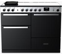 Rangemaster Edge Deluxe EDDLO110EIGBLK/CM1 110cm wide Electric Range Cooker with Induction Hob - Black Glass / Chrome - A Black
