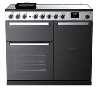 Rangemaster Edge Deluxe 100cm Electric Range Cooker with Induction Hob - Black Glass / Chrome - A/A Rated