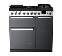 Rangemaster Edge Deluxe 90cm Dual Fuel Range Cooker - Black Glass